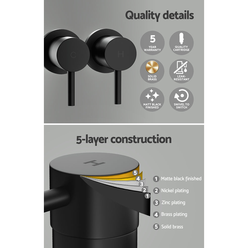 DS NA Cefito Bathroom Tap Shower Twin Tap Faucet Basin Sink Bath Swivel Black