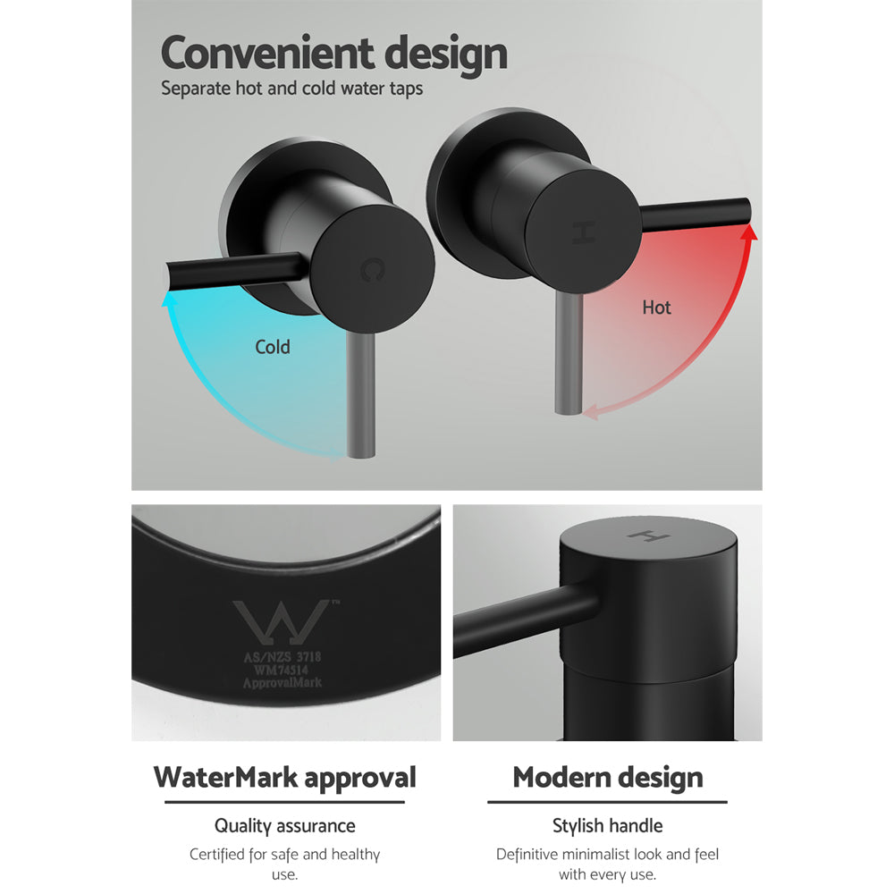 DS NA Cefito Bathroom Tap Shower Twin Tap Faucet Basin Sink Bath Swivel Black