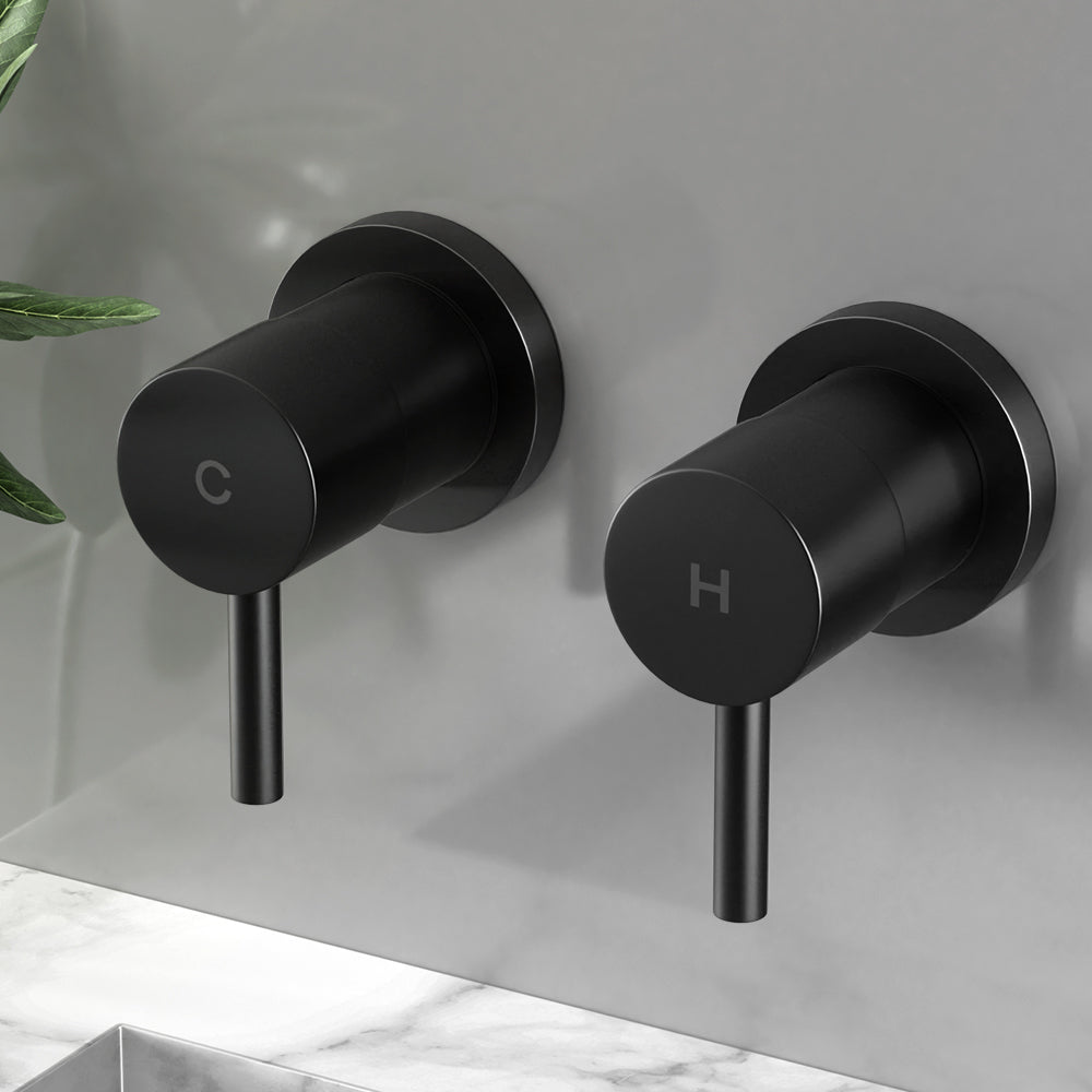 DS NA Cefito Bathroom Tap Shower Twin Tap Faucet Basin Sink Bath Swivel Black
