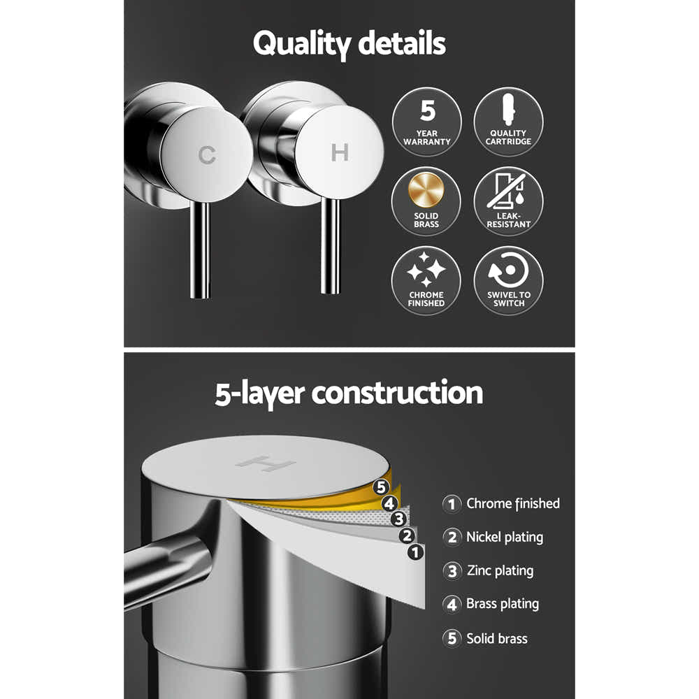DS NA Cefito Bathroom Tap Shower Twin Tap Faucet Basin Sink Bath Swivel Chrome