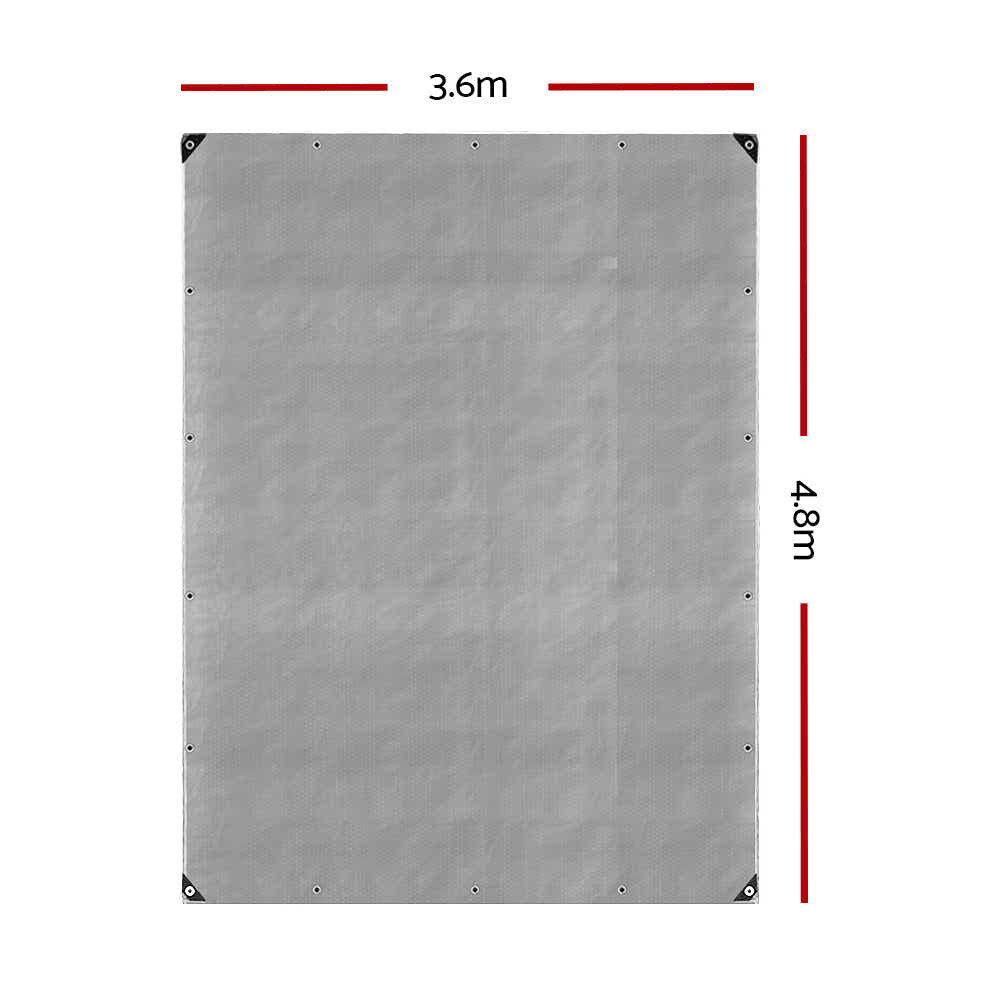 DS NA 3.6x4.8m Tarp Camping Tarps Poly Tarpaulin Heavy Duty Cover 180gsm Silver