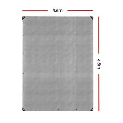 DS NA 3.6x4.8m Tarp Camping Tarps Poly Tarpaulin Heavy Duty Cover 180gsm Silver