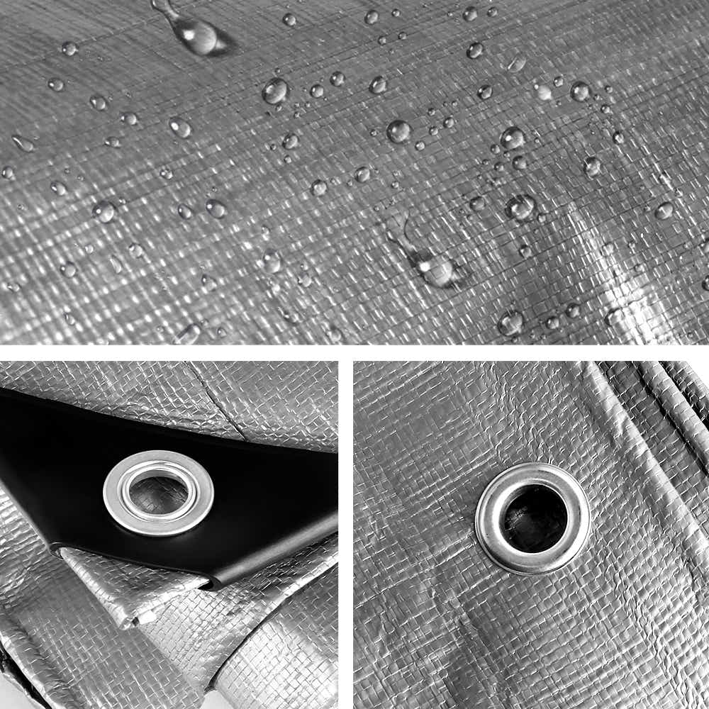 DS NA 3.6x4.8m Tarp Camping Tarps Poly Tarpaulin Heavy Duty Cover 180gsm Silver