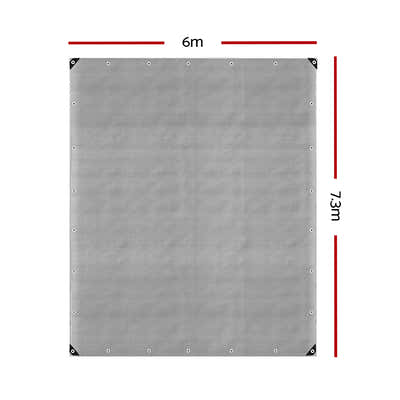 DS NA Instahut 6x7.3m Camping Tarp Poly Tarpaulin Heavy Duty Cover 180gsm Silver