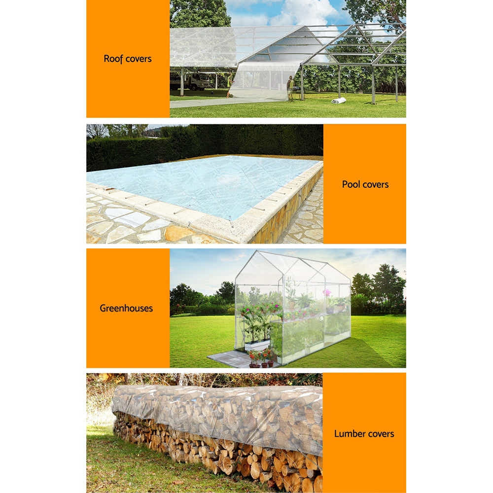 Instahut 3x4m Tarp Camping  Poly Tarpaulin Heavy Duty Cover 135gsm Clear