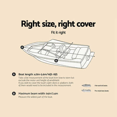 DS NA Seamanship 16-18.5ft Boat Cover Trailerable Marine Grade 600D