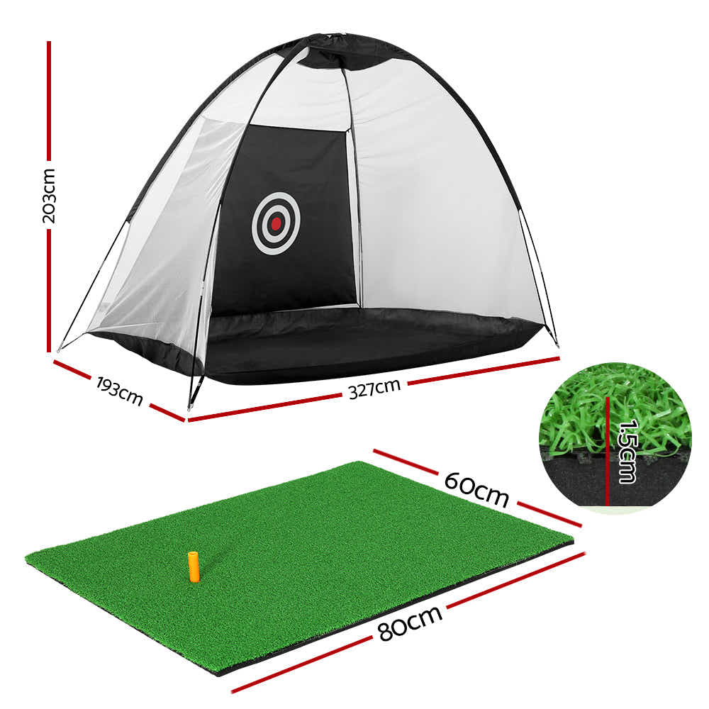 DS NA Golf Practice Net And Training Mat Set Cage Training Aid Hitting Mat