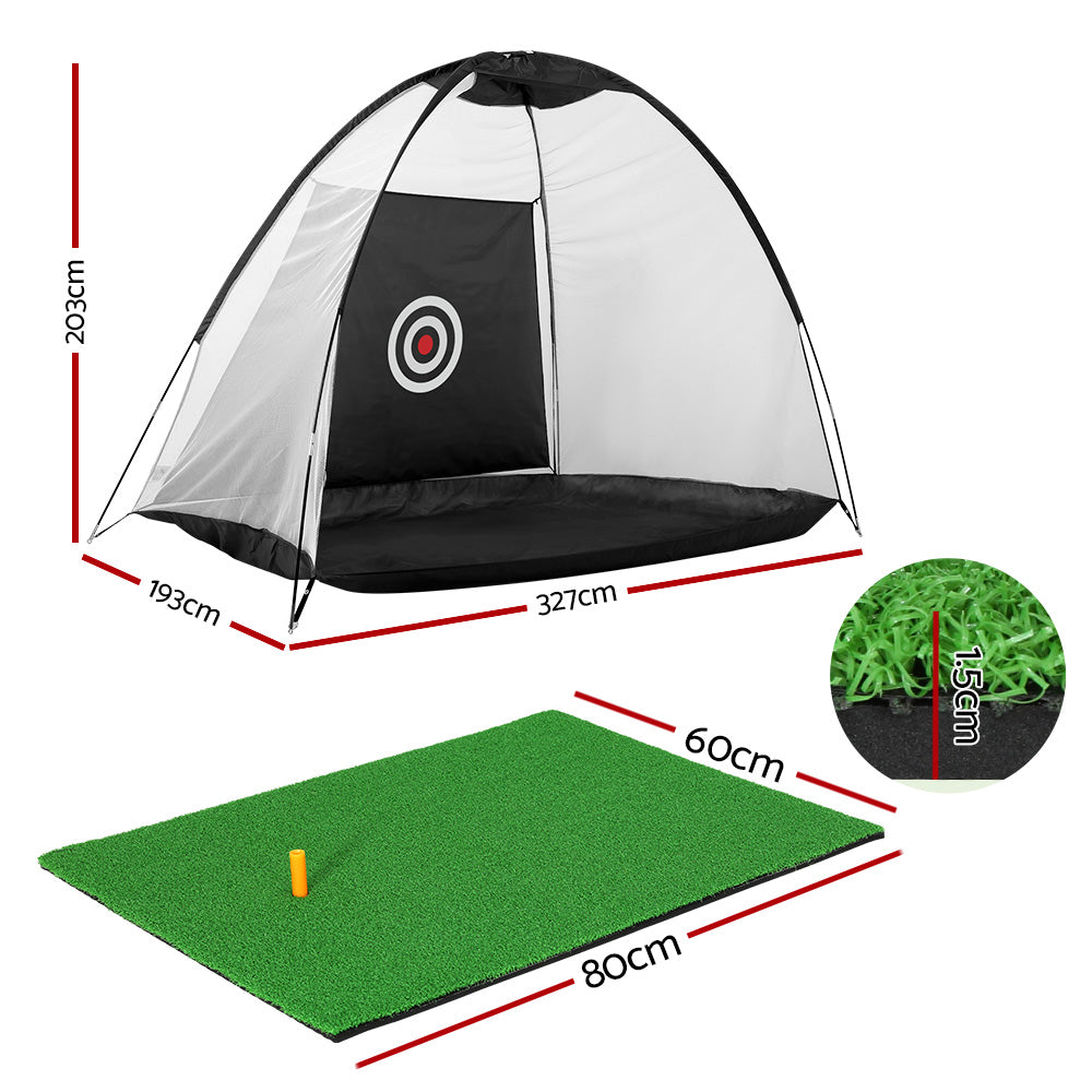 DS NA Golf Practice Net And Training Mat Set Cage Training Aid Hitting Mat