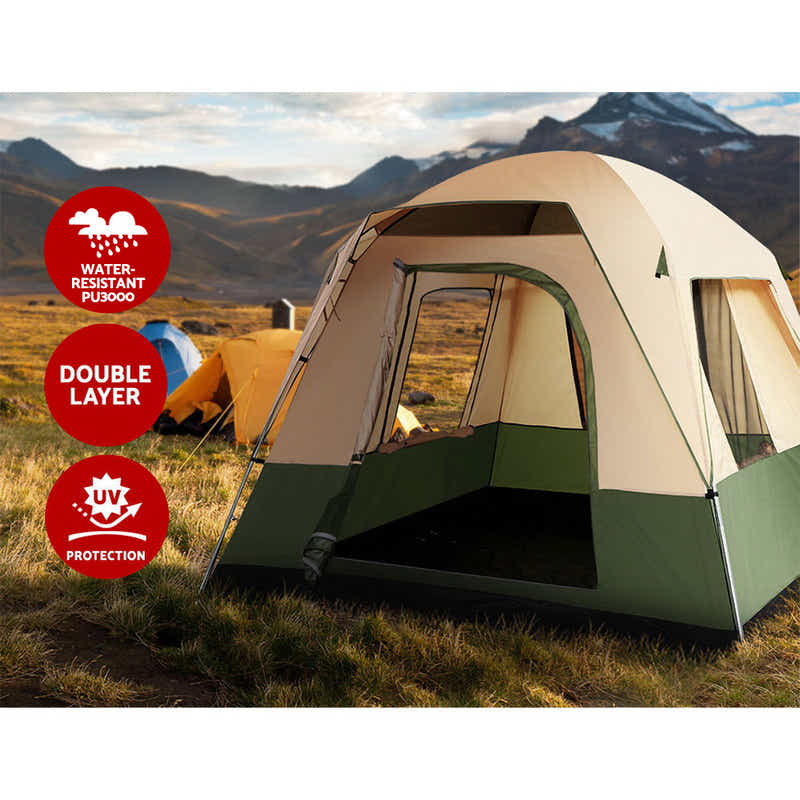 DS NA Weisshorn Family Camping Tent 4 Person Hiking Beach Tents Green