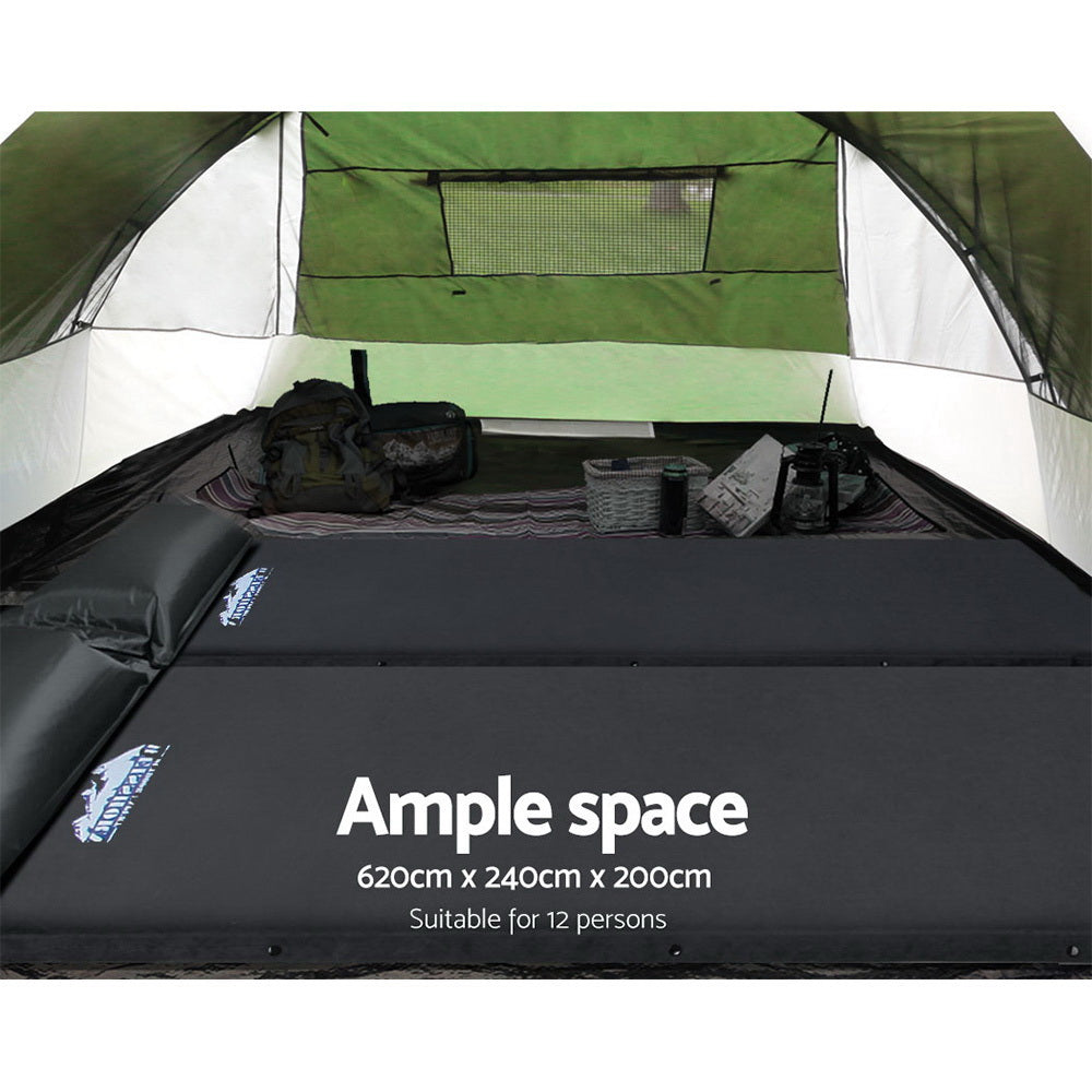 DS NA Weisshorn Family Camping Tent 12 Person Hiking Beach Tents (3 Rooms) Green