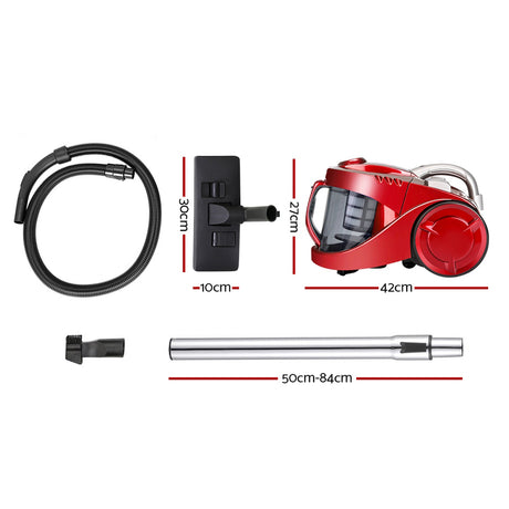 DS NA Devanti Bagless Vacuum Cleaner  Vac HEPA Filter Car Home Office 2200W Red