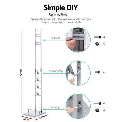 DS NA Freestanding Dyson Vacuum Stand Rack Holder for 6/7/8/10/11/12 V Silver