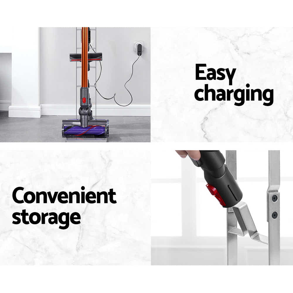 DS NA Freestanding Dyson Vacuum Stand Rack Holder for 6/7/8/10/11/12 V Silver