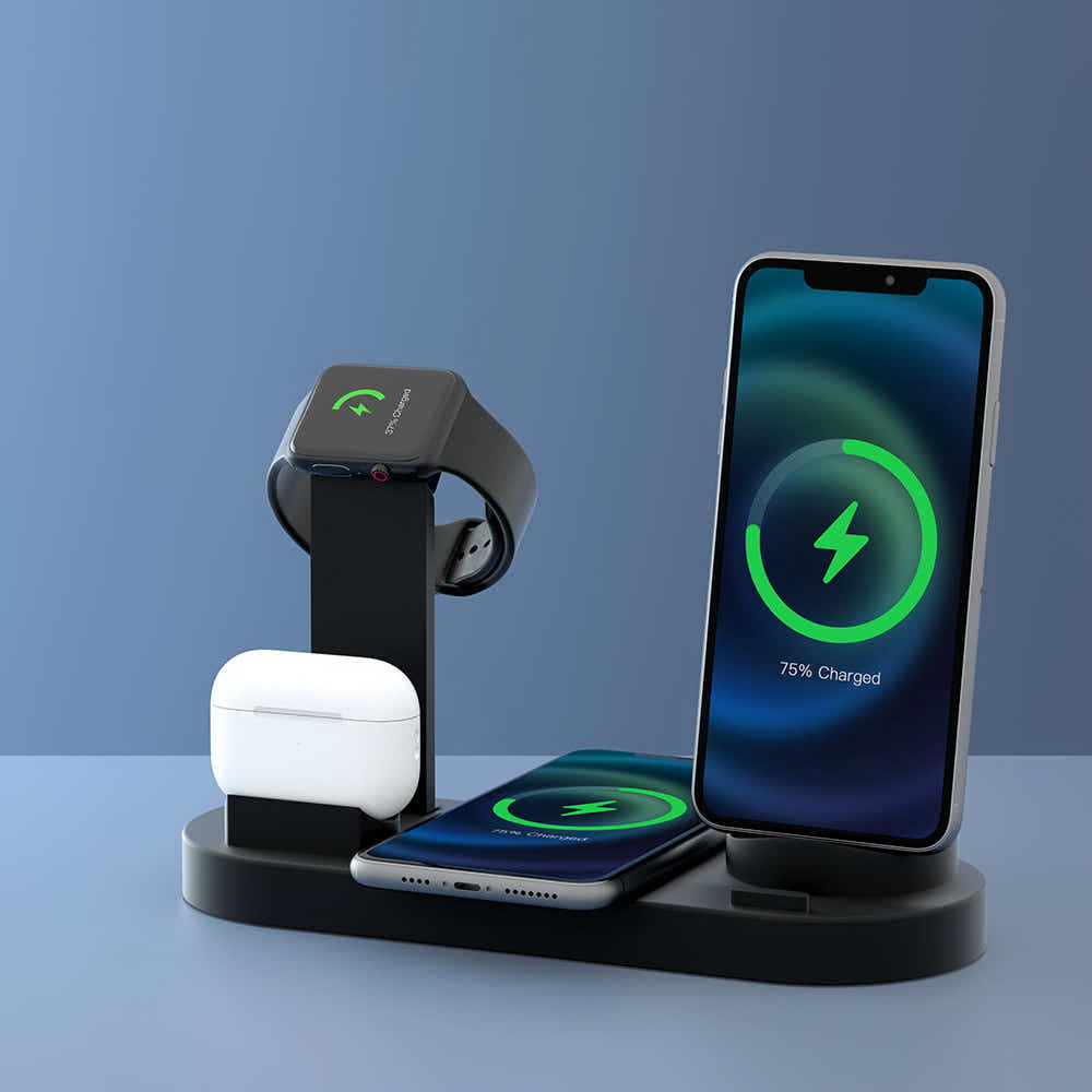DS NA Devanti 4-in-1 Wireless Charger  Multi-function Charging Station for Phone