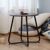 DS BS Steel Cross Frames Legs Round Sofa Side Coffee Table-Black