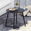 DS BS Steel Cross Frames Legs Round Sofa Side Coffee Table-Black