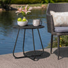 DS BS Steel Cross Frames Legs Round Sofa Side Coffee Table-Black