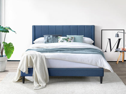 Vele-B Fabric Bed Frame Double Blue