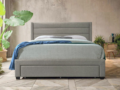 Coronado-A Fabric Bed with Drawers Queen Grey