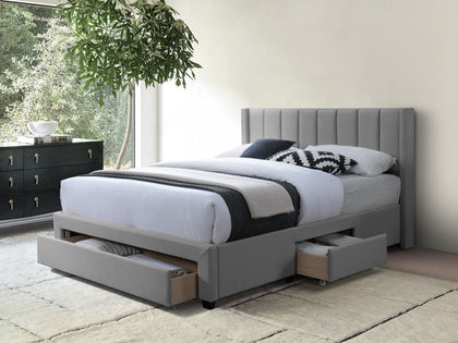 Coronado-B Fabric Bed with Drawers Double Light Grey