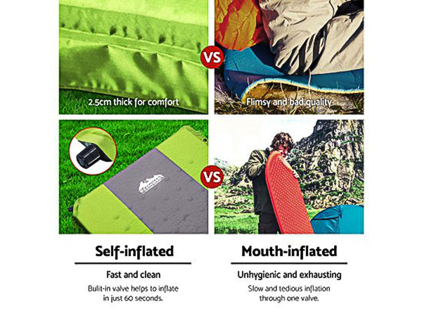 DS NA  Self Inflating Mattress Camping Sleeping Mat Air Bed Pad Single Green