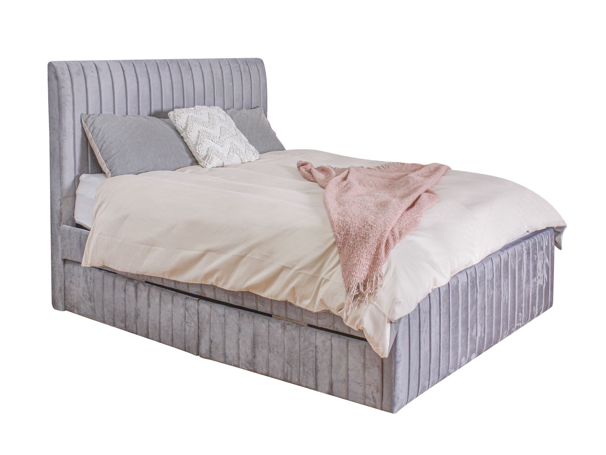 T Wairoa Fabric Bed Frame Queen With Drawers