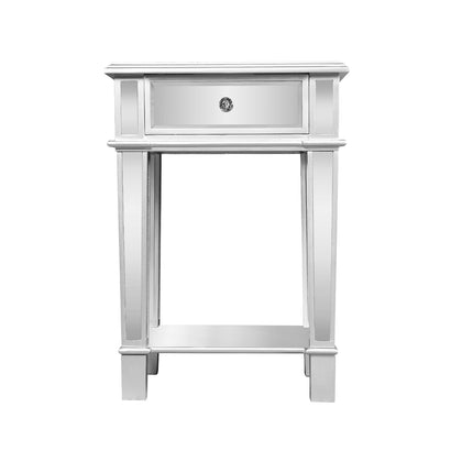 Mirrored 1 Drawer End Table Night Stand