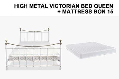 Victorian High Bed with Bonnell Mattress Combo - Queen