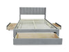 Coronado-B Fabric Bed with Drawers Double Light Grey