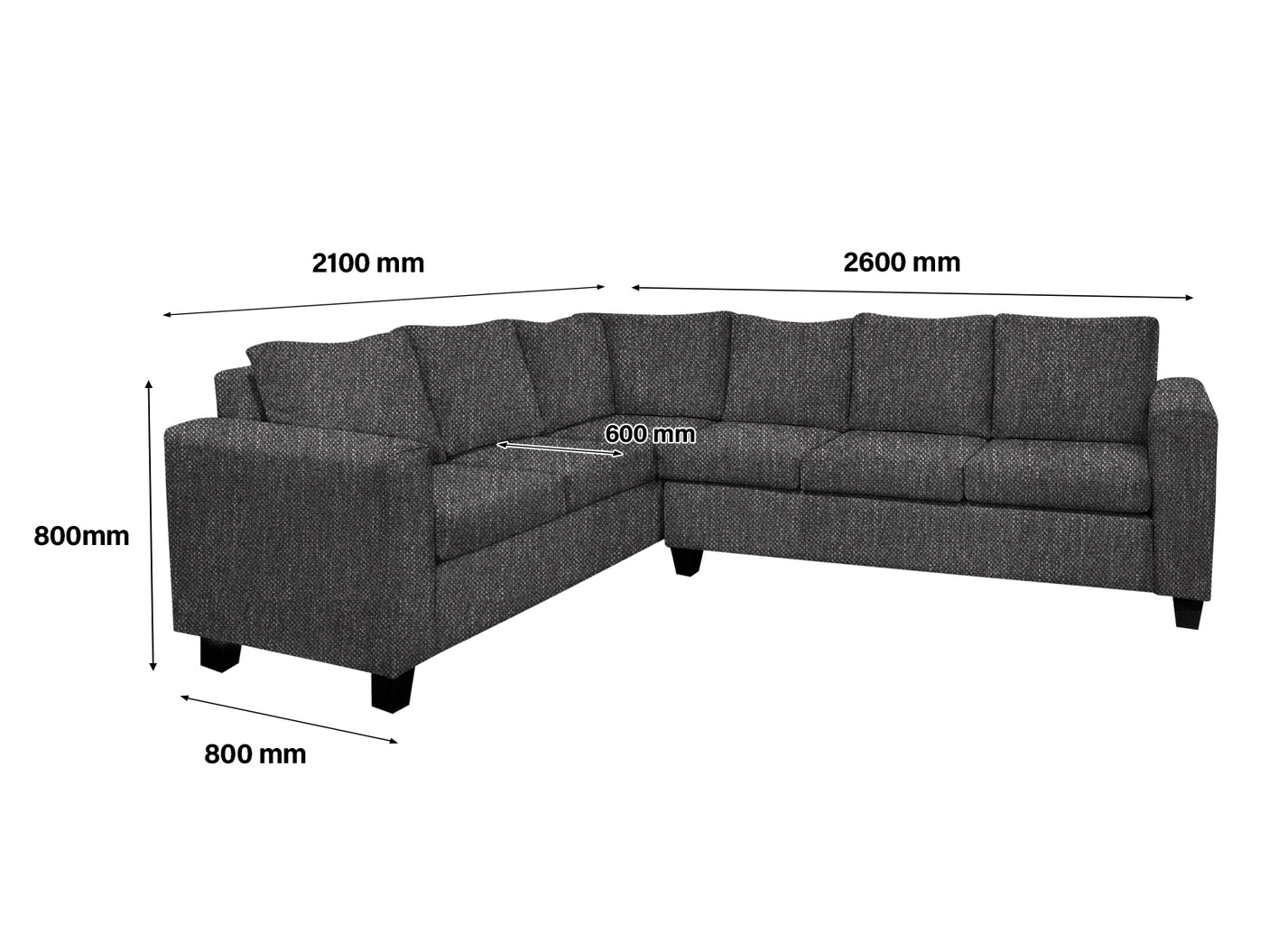 DS NZ made Kareena corner sofa kido Black