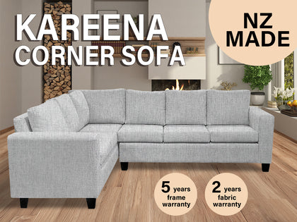 DS NZ made Kareena corner sofa Comfy silver