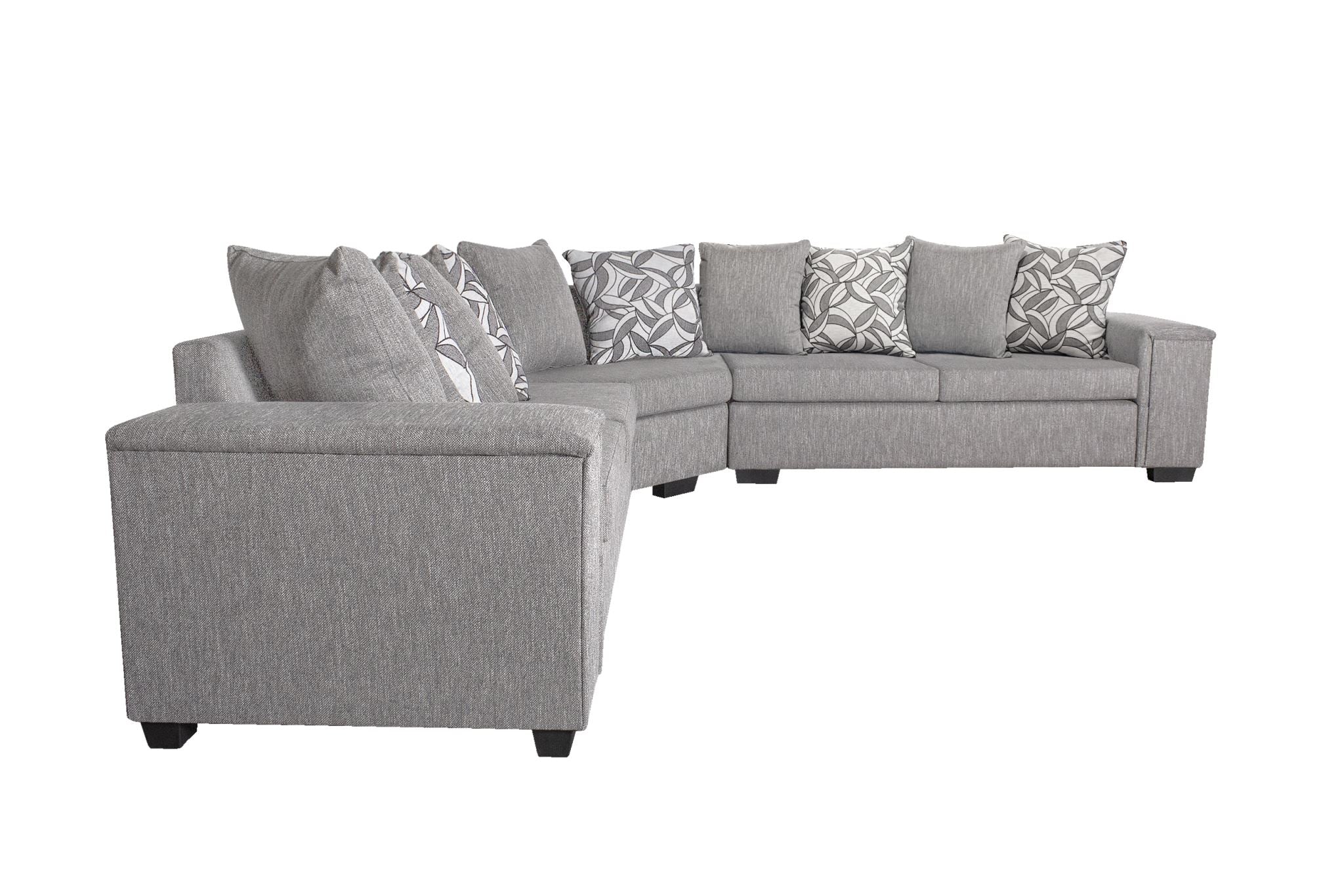 DS NZ made Ella corner sofa kido steel with pattern cushions ( michigan)