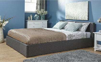 T Bass Storage Bed Frame Linen Double